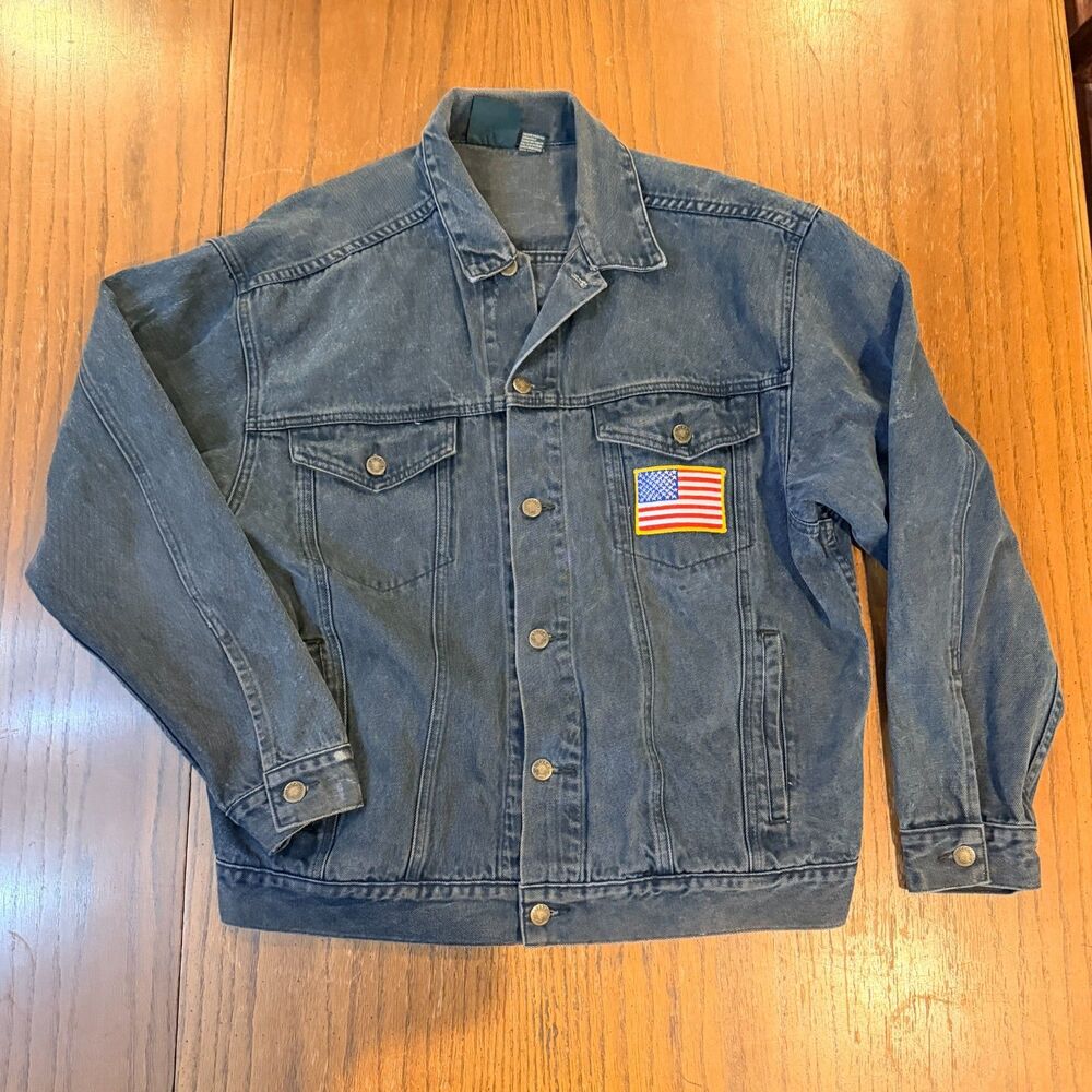 Stefano Man Denim Jacket M Christian Motorcyclists CMA Biker Patch Faded